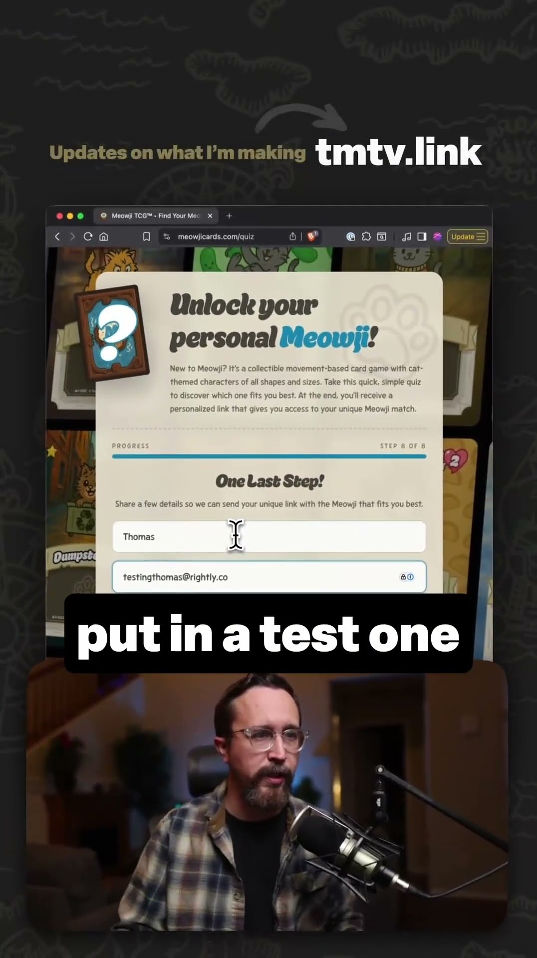 Creating a dynamic quiz to find out which TCG character fits you best